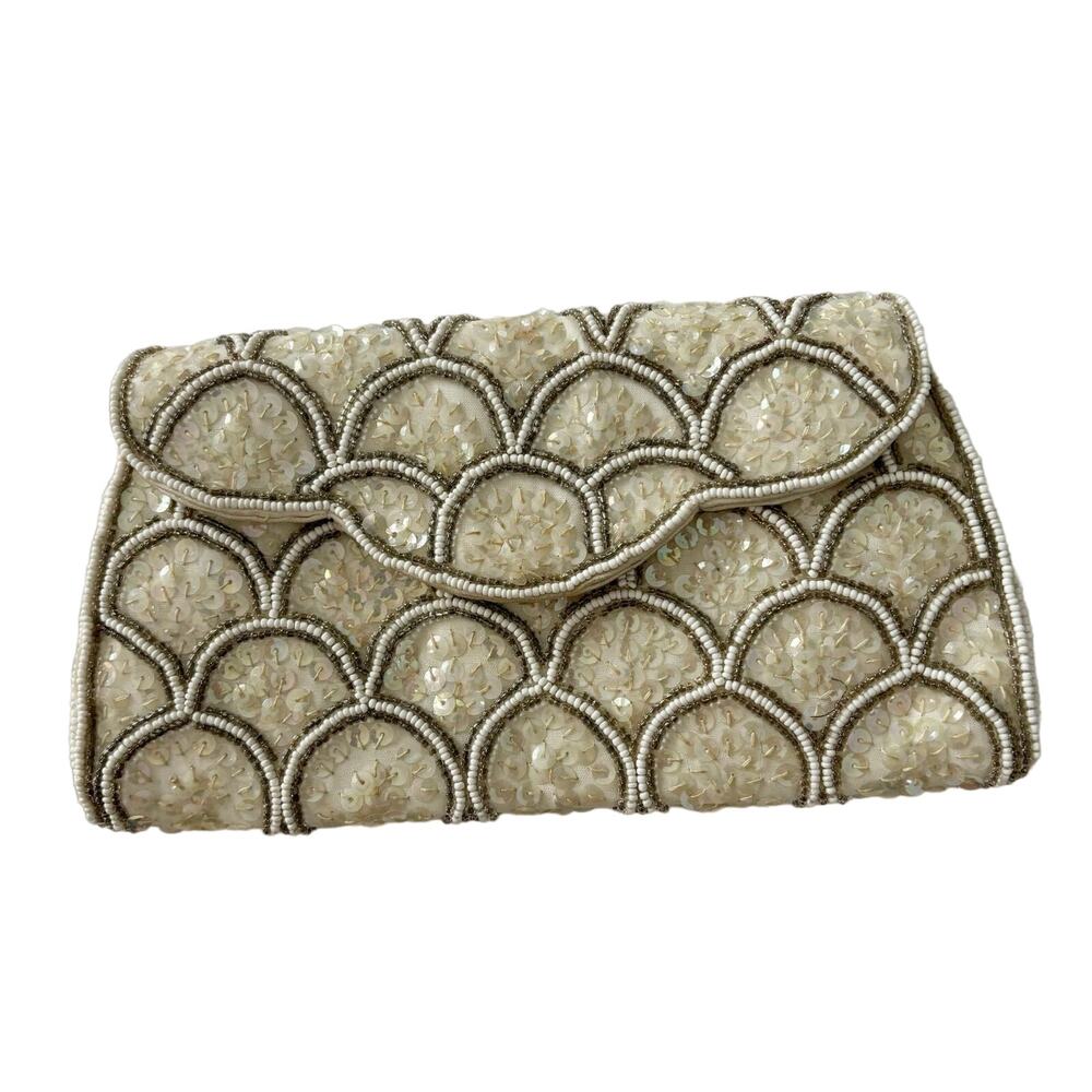 Vintage 1950s David's Imports Beaded Sequin Clutch Handbag - Picture 2 of 8